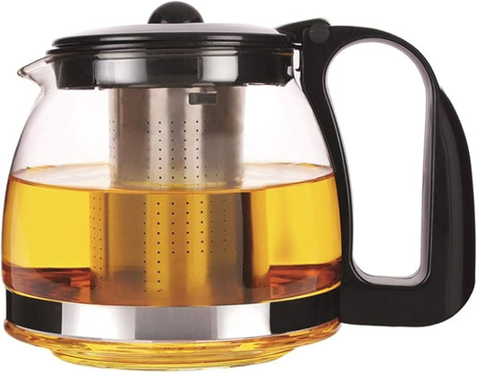 Michelino glass teapot with stainless steel strainer, 1250 ml, black