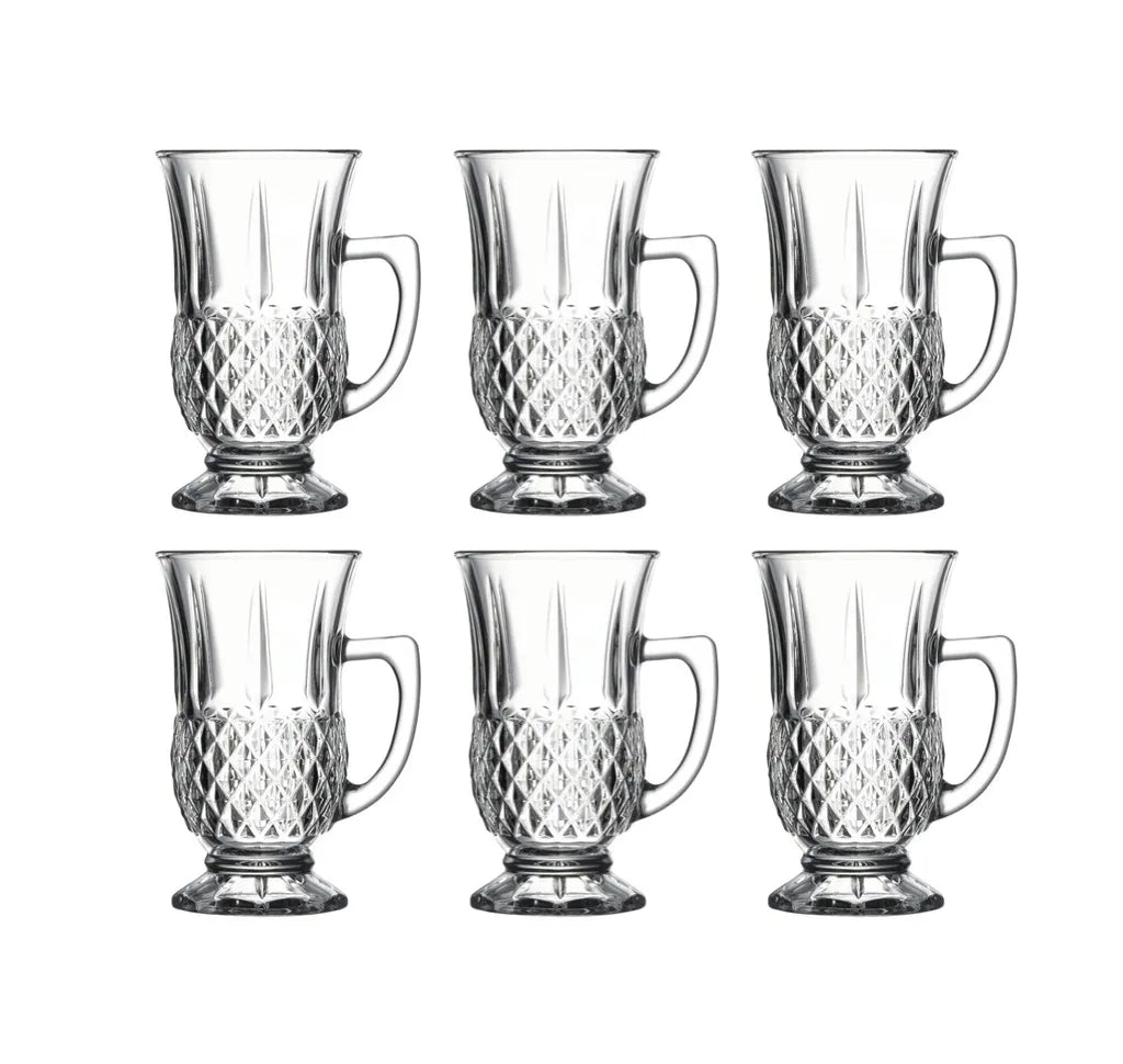 PASABAHCE 6 pcs. Tea glasses drinking glasses with handle Istanbul