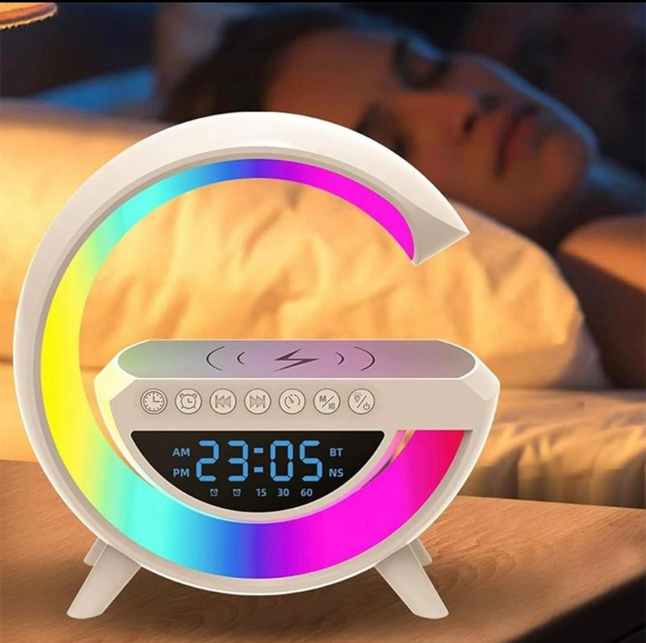 G-Form Timer Wecker RGB15W Drahtloses Ladegerät Bluetooth Nachtlicht Lautsprecher Weihnachtsdekoration
3 In 1 Intelligente Schnellladestation