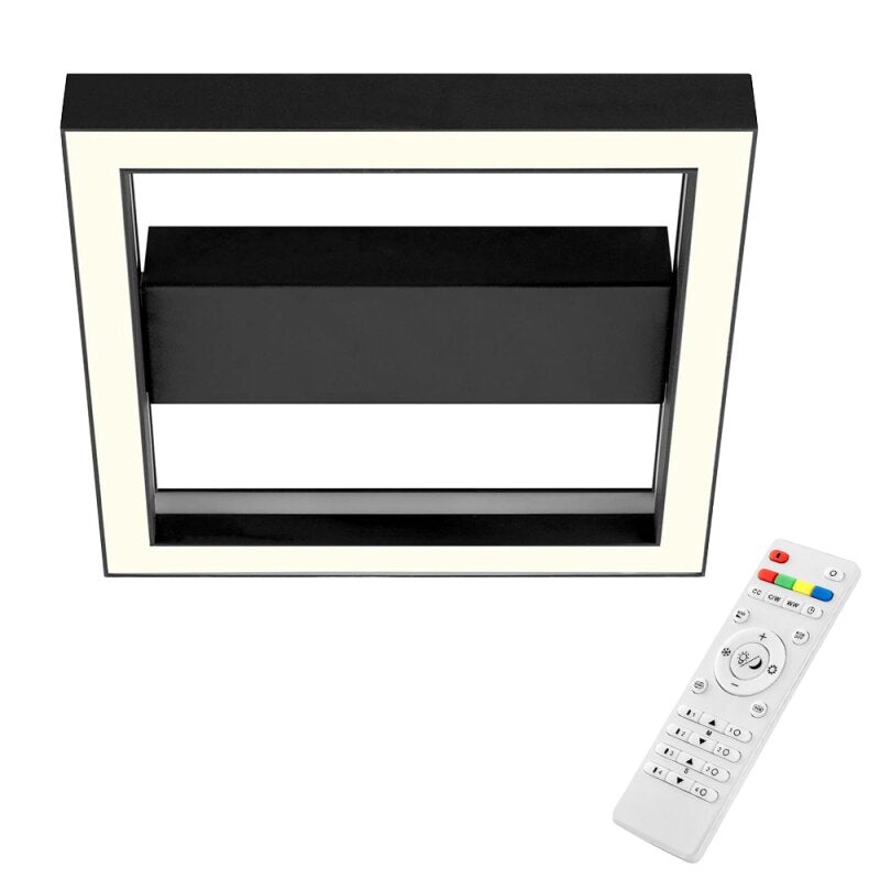 Brilliant LED wall &amp; ceiling light Icarus black 30x30cm 18W 1800lm RGB + CCT dimmable with remote control